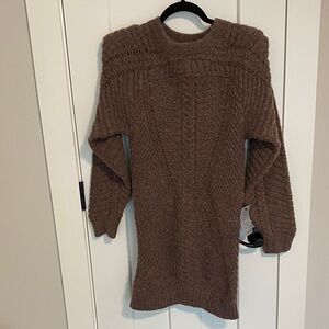 Astr Chocolate Long Sleeve small Knit Dress with shoulder pads